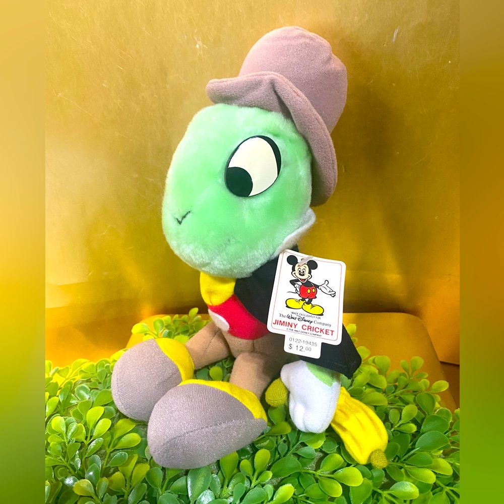 WALT DISNEY DISNEYLAND DISNEY WORLD 80’s PINOCCHIO JIMINY CRICKET PLUSH w/TAGS